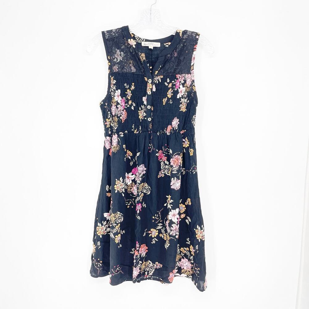 Wallflower Floral Lace Yoke Swing Dress Size Medium